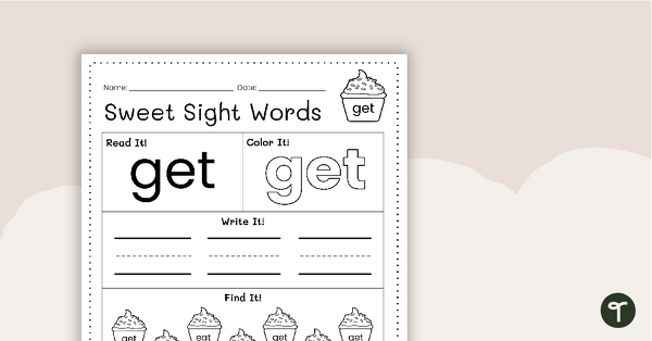 Sweet Sight Words Worksheet - GET teaching resource