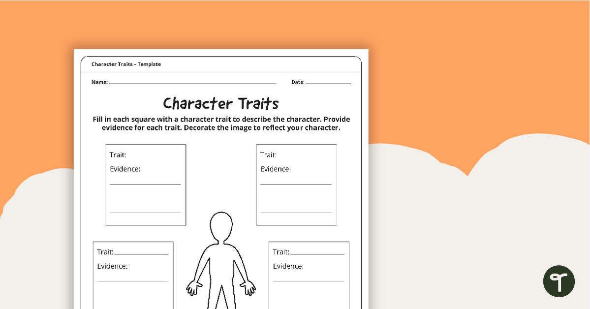 Character Traits Template teaching resource