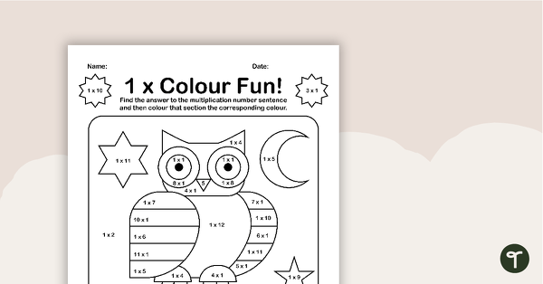 Go to Colour by Number - 1 x Multiplication Facts teaching resource