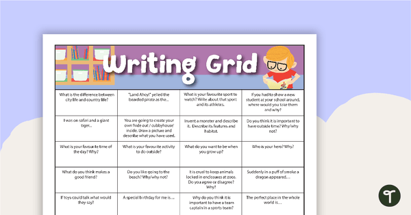 Assorted Writing Prompts Grid teaching resource