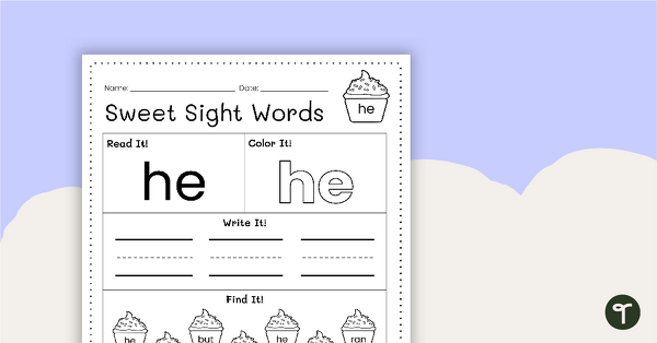 Go to Sweet Sight Words Worksheet - HE teaching resource