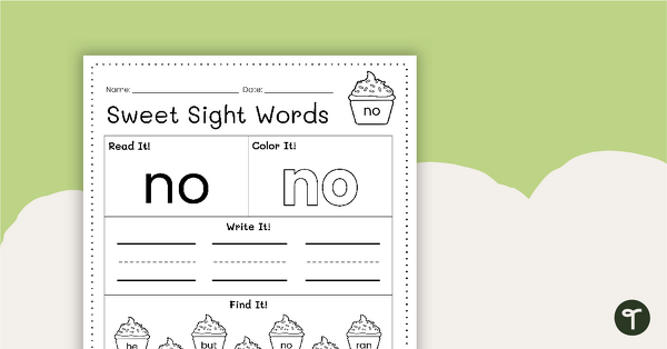 Go to Sweet Sight Words Worksheet - NO teaching resource