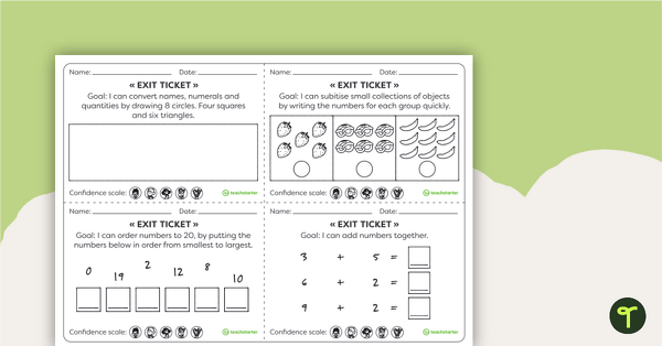 Foundation Numeracy Exit Tickets – Worksheets teaching resource