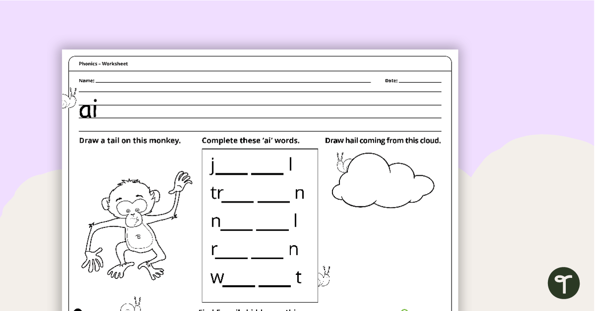 Digraph Worksheet - ai teaching resource