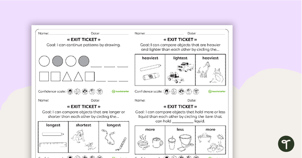 Reception Numeracy Exit Tickets – Worksheets teaching resource