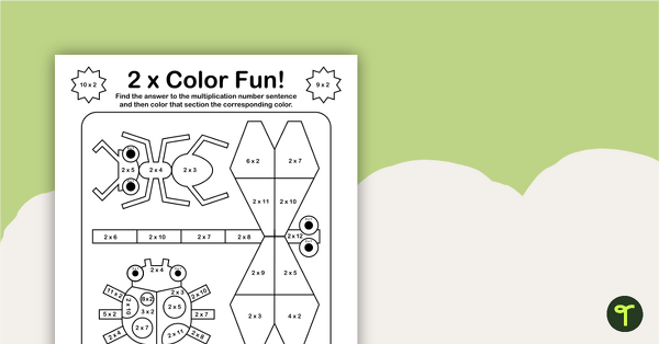 Go to Color by Number - Multiplication Facts of 2 teaching resource