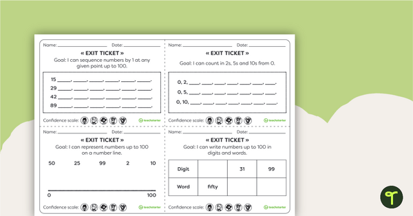 Preview image for Year 1 Numeracy Exit Tickets – Worksheets - teaching resource