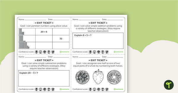 Year 1 Numeracy Exit Tickets – Worksheets teaching resource