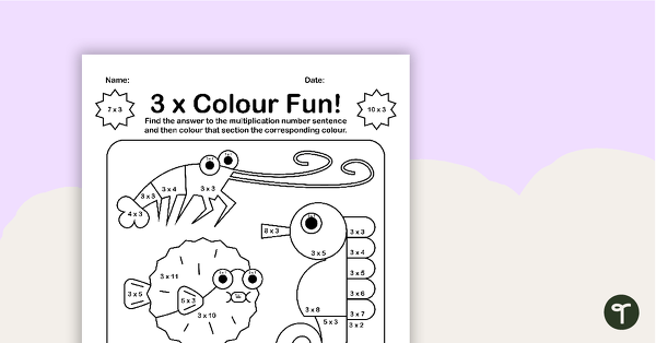 Colour by Number - 3 x Multiplication Facts teaching resource