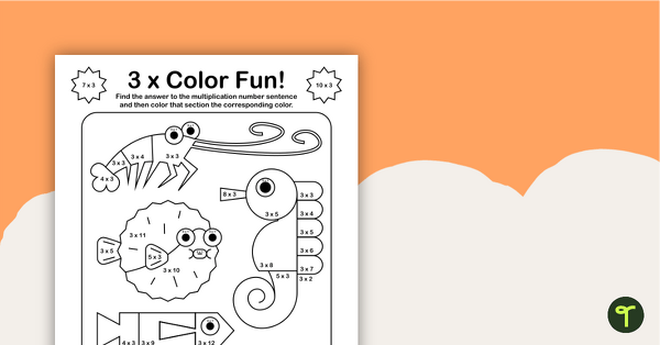 Color by Number - Multiplication Facts of 3 teaching resource