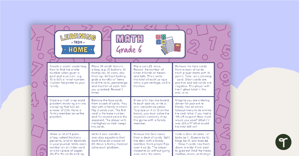 Grade 6 – Week 3 Learning from Home Activity Grids teaching resource
