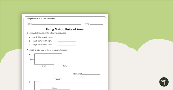 Using Metric Units of Area Worksheet teaching resource