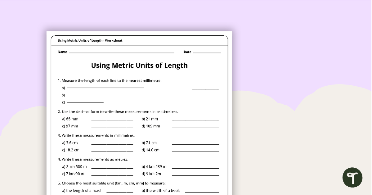 Using Metric Units of Length Worksheet teaching resource