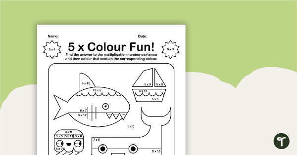 Colour by Number - 5 x Multiplication Facts teaching resource