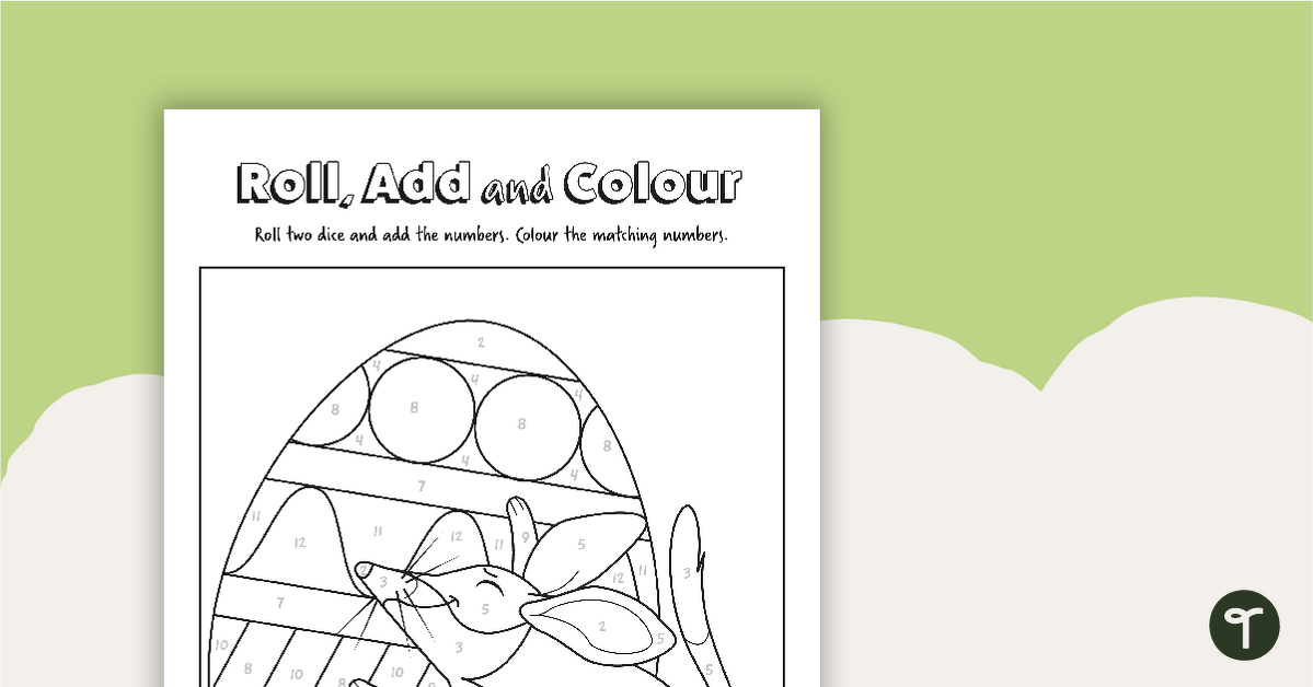 Roll, Add and Colour - Easter Bilby teaching resource