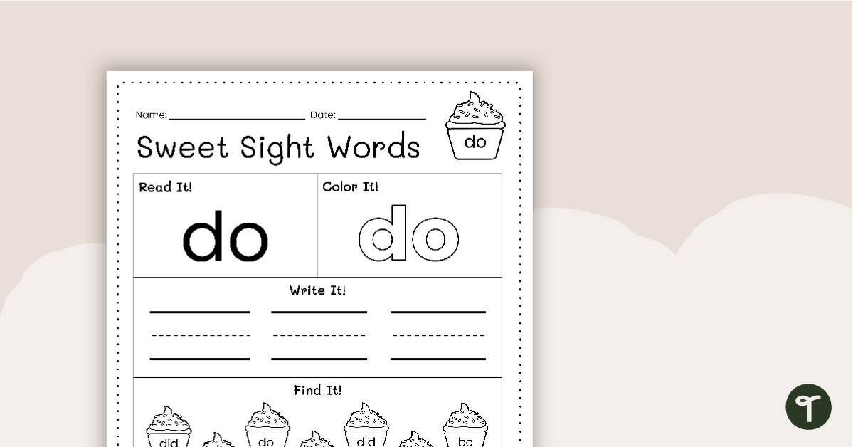 Sweet Sight Words Worksheet - DO teaching resource