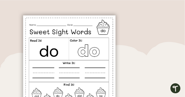 Go to Sweet Sight Words Worksheet - DO teaching resource