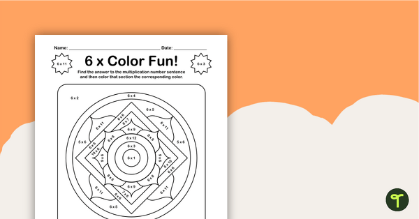 Color by Number - Multiplication Facts of 6 teaching resource