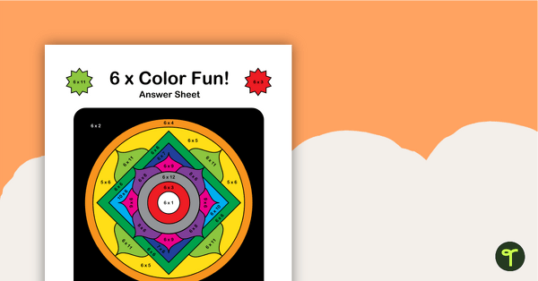 Color by Number - Multiplication Facts of 6 teaching resource