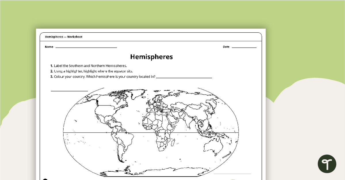 Hemispheres Worksheet teaching resource