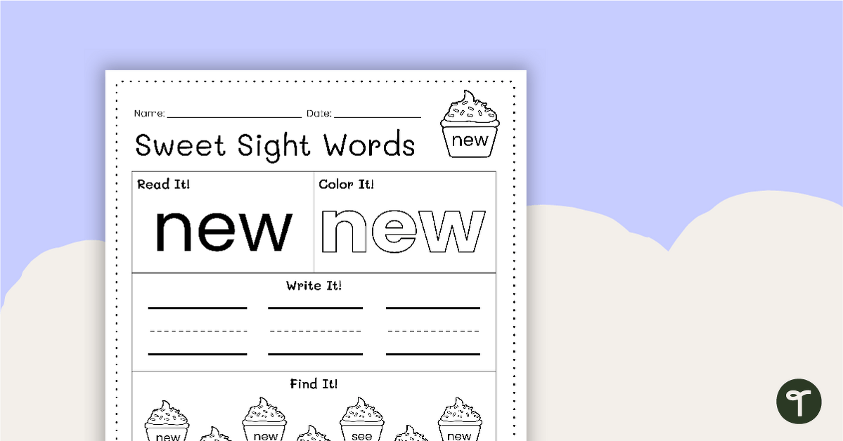 Sweet Sight Words Worksheet - NEW teaching resource