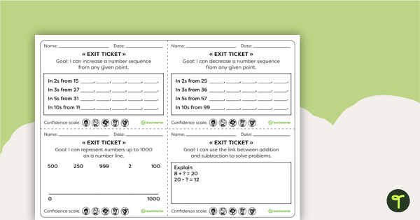 Go to Year 2 Numeracy Exit Tickets – Worksheets teaching resource