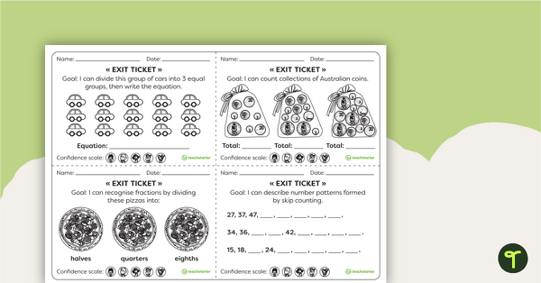 Year 2 Numeracy Exit Tickets – Worksheets teaching resource