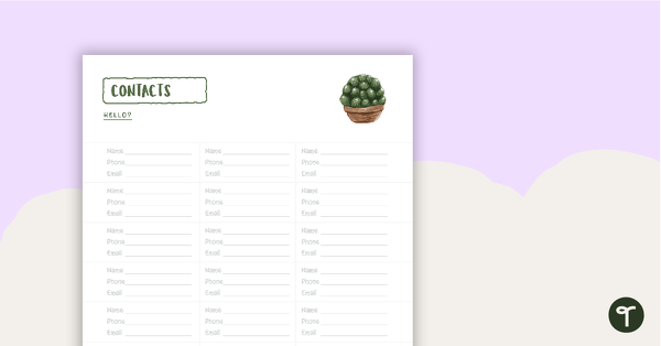 Go to Cactus Printable Teacher Diary – Contacts Page teaching resource