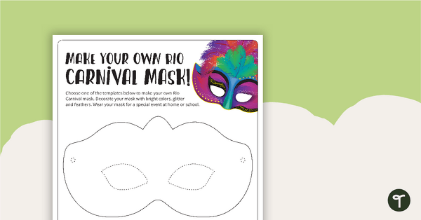 Rio Carnival Mask - Template teaching resource