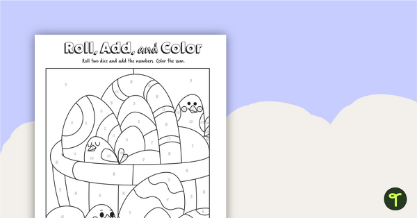 Roll, Add, and Color - Easter Basket teaching resource