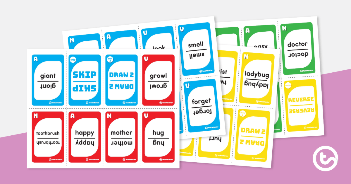 Parts of Speech Card Game – Editable teaching resource
