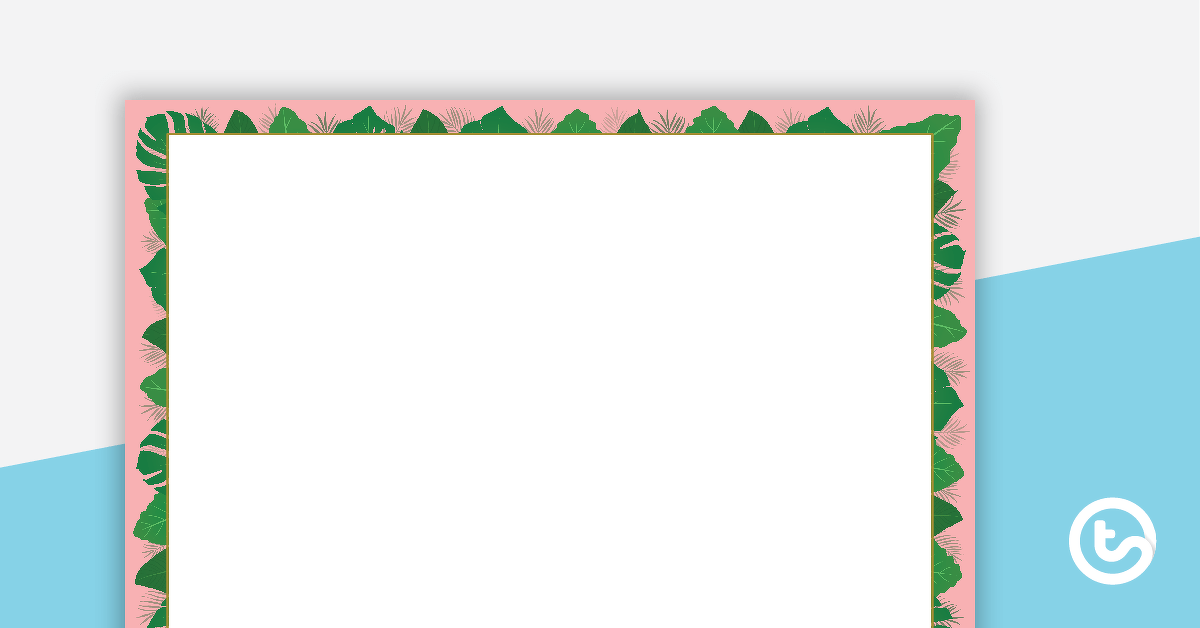 Lush Leaves Pink - Landscape Page Borders teaching resource