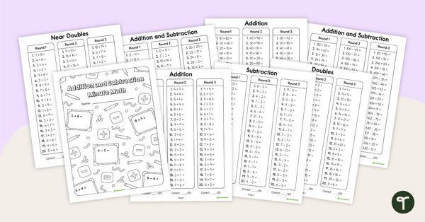 Addition and Subtraction Minute Math Booklet teaching resource