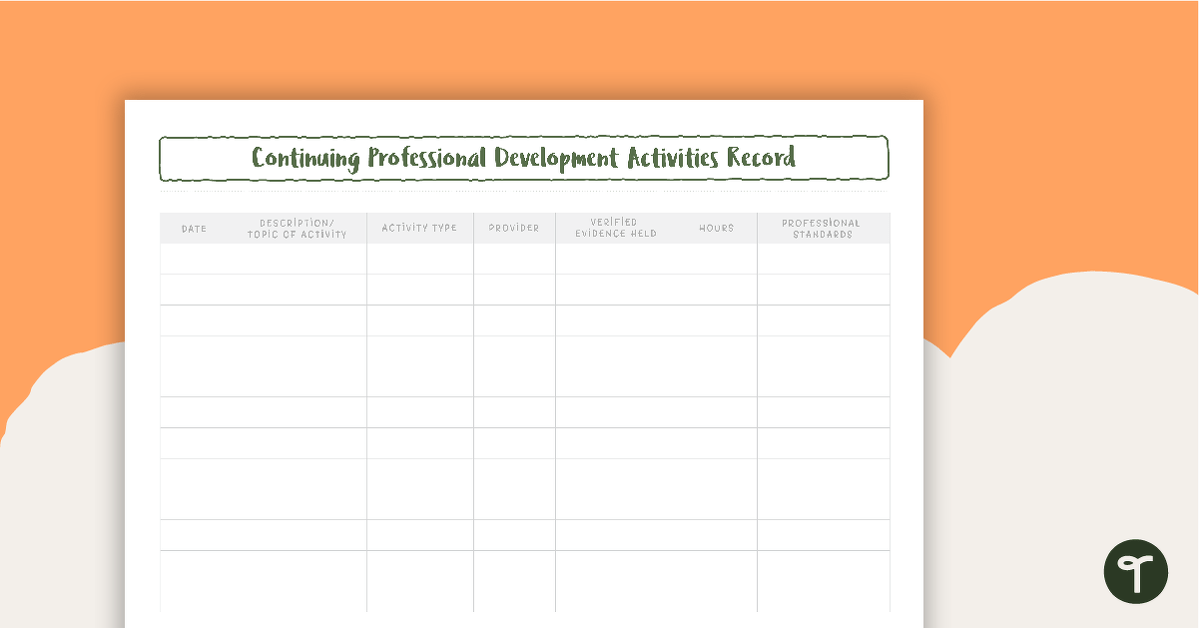 Cactus Printable Teacher Diary – Professional Development Activities Recording Page teaching resource