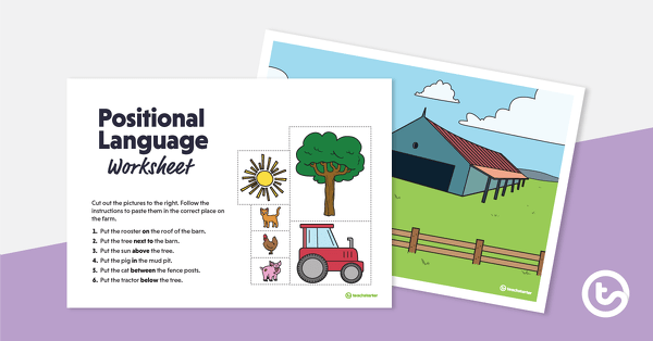 Positional Language Worksheet – The Farmyard teaching resource