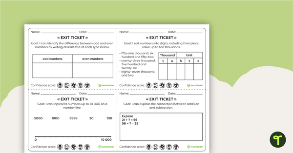Preview image for Year 3 Numeracy Exit Tickets – Worksheets - teaching resource