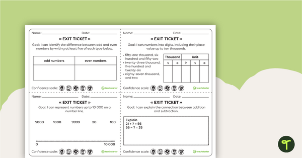 Go to Year 3 Numeracy Exit Tickets teaching resource