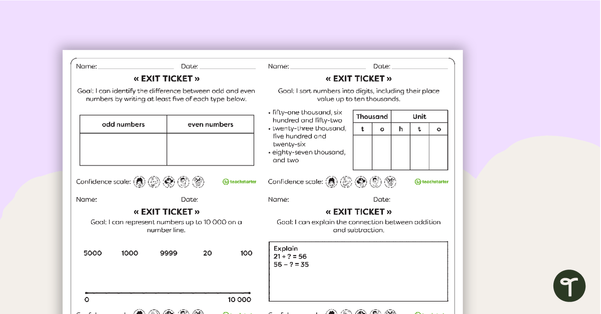 Year 3 Numeracy Exit Tickets – Worksheets teaching resource