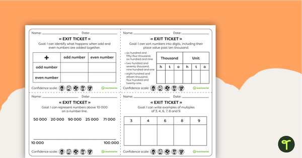 Preview image for Year 4 Numeracy Exit Tickets – Worksheets - teaching resource