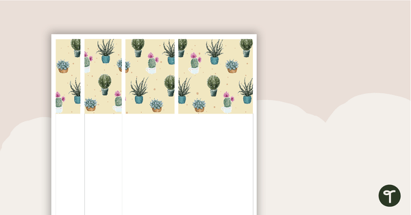 Cactus Printable Teacher Diary – Binder Cover Page, Spines and Tabs teaching resource