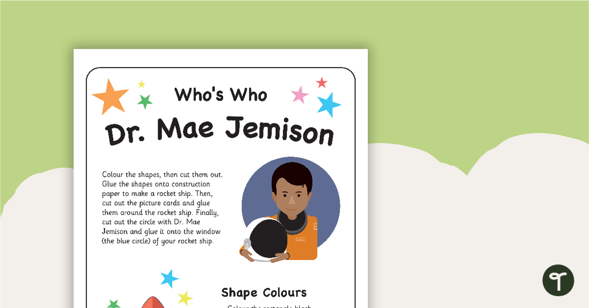 Dr. Mae Jemison - Cut and Paste Activity teaching resource