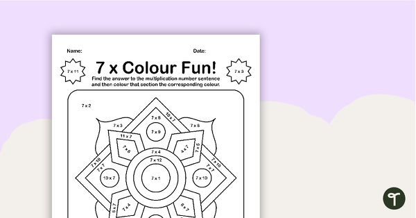 Colour by Number - 7 x Multiplication Facts teaching resource