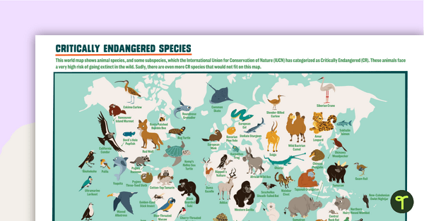 Critically Endangered Species Map – Poster teaching resource