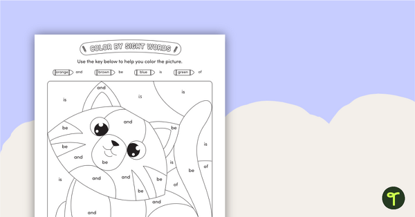 Preview image for Color by Sight Words - 4 Words - Cat - teaching resource