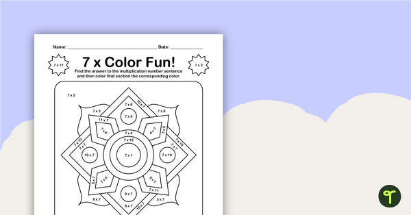 Preview image for Color by Number - Multiplication Facts of 7 - teaching resource