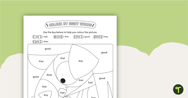 Go to Colour by Sight Words - 5 Words - Dog teaching resource