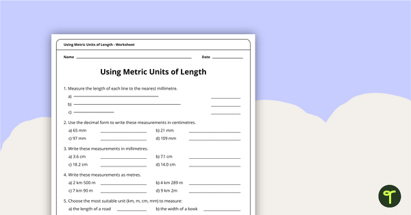 Preview image for Using Metric Units of Length Worksheet - teaching resource