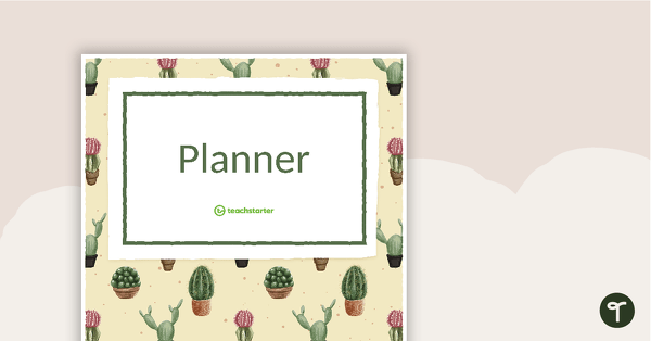 Cactus Printable Teacher Planner – Binder Cover Page, Spines, and Tabs teaching resource
