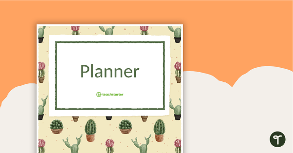 Cactus Printable Teacher Planner – Binder Cover Page, Spines, and Tabs teaching resource