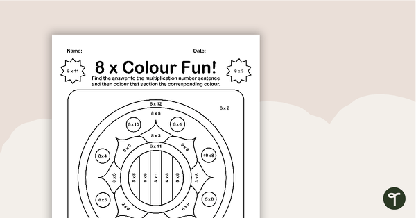 Colour by Number - 8 x Multiplication Facts teaching resource